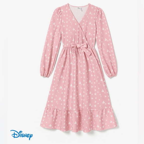 PatPat Dresses & Skirts - Disney PatPat Pink Long Sleeve V Neck Midi Dress NWT